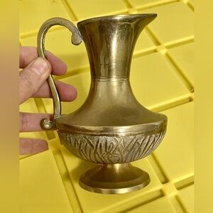 Vintage Mid Century Solid Brass Pitcher 7.5"  Waterbury Decor Vase Medium